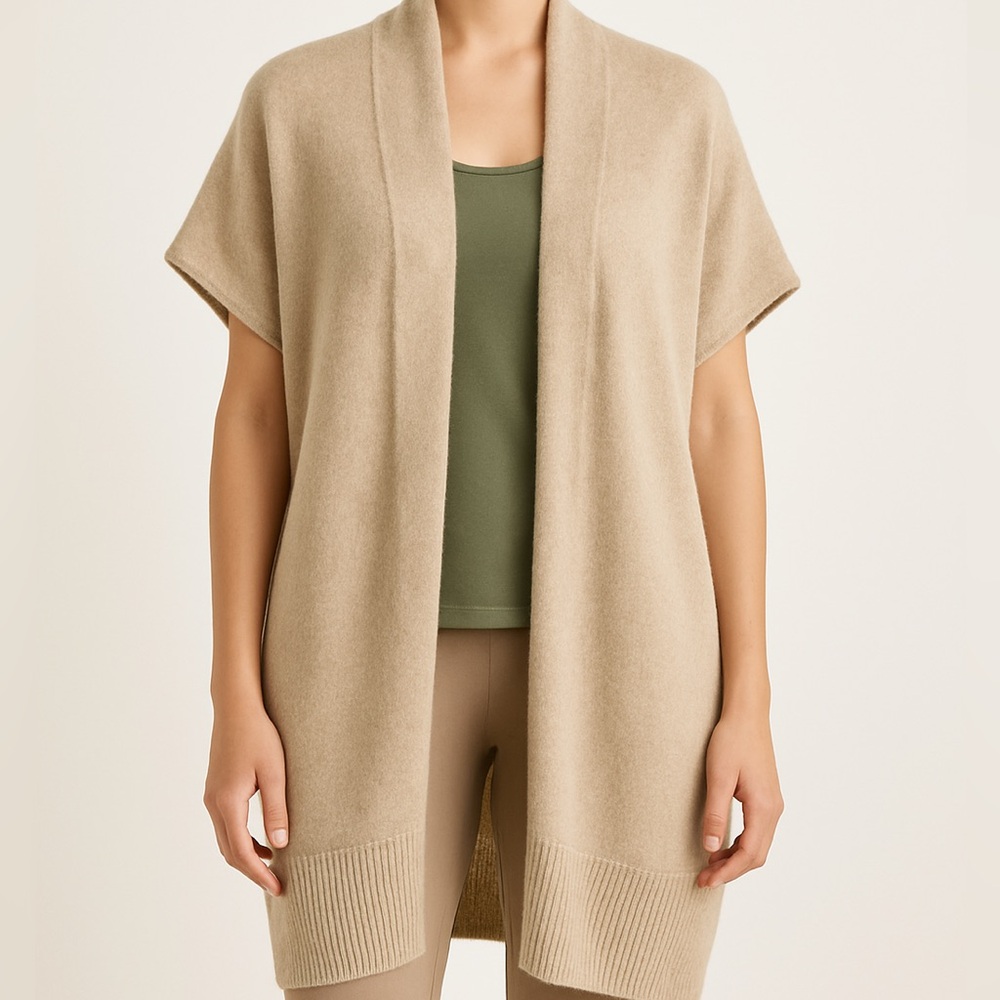 100% Cashmere Open-Front Short-Sleeve Cardigan – XS/S